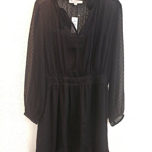 LOFT Black Sheer Midi Dress - Picture 6 of 6